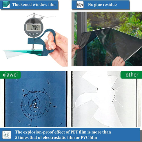 Heat control window film, window tint sun blocking blackout and UV protection, one-way privacy mirror reflective film,Explosion-proof Premium PET ...