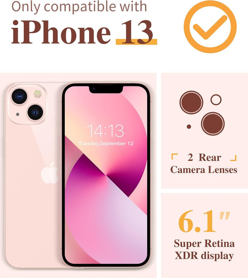 GVIEWIN Designed for iPhone 13 Case 6.1 Inch, with Tempered Glass Screen Protector + Camera Lens Protector Clear Flower Soft & Flexible Shockproof...