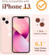 GVIEWIN Designed for iPhone 13 Case 6.1 Inch, with Tempered Glass Screen Protector + Camera Lens Protector Clear Flower Soft & Flexible Shockproof...