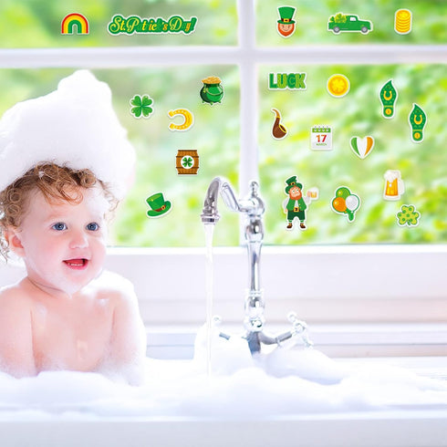 St Patrick's Day Thick Gel Cling Spring Window Gel Clings Decals Stickers for Kids, Toddlers and Adults Home Airplane Classroom Nursery Fall Party...