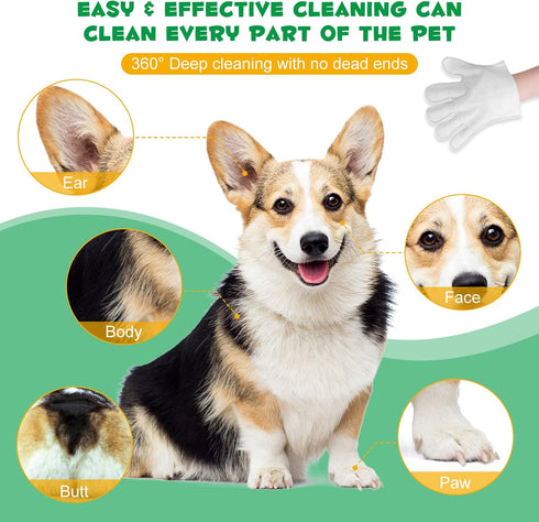 Dog Cleaning Wipes Gloves, Cleaning & Deodorizing Pet Oral Wipes for Cat Cleansing Teeth Glove Wipes - Reduces Plaque and Freshens Breath, Also Us...