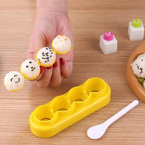 4 Pcs Rice Ball Mould Shaker DIY Ball Shape Sushi Maker Mould & 2 Smile Face Seaweed Nori Punch Embossing Mold Kitchen Tools for Shake DIY Lunch w...