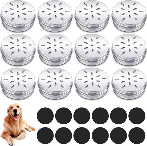 Oudain 12 Pack Dog Scent Work Tins, Dog Scent Training Box, Dog Nose Metal Container with 12 Magnetic Dots, Dog Scent Training Kit Smell Training ...