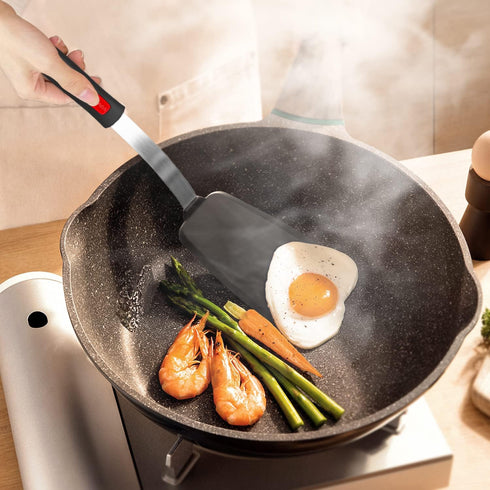 Silicone Spatulas Heat Resistant with Longer Handle, Spatula Turner for Nonstick Cookware, Flexible Kitchen Flipper, BPA Free & Dishwasher Safe...