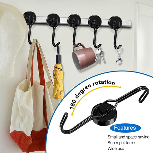 LOVIMAG Magnet Hooks for Cruise Cabin, 40LBS Cruise Door Magnets with Epoxy Coating, Strong Neodymium Magnets Swivel Magnetic Hooks for Kitchen Ac...