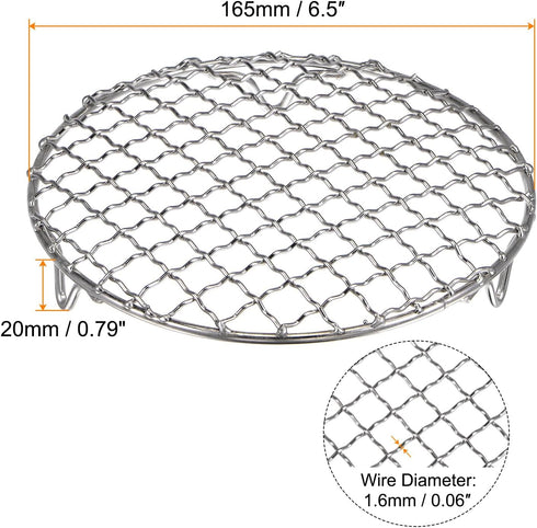 Round Cooking Rack 6.5-inch 201 Stainless Steel Cross Wire Barbecue Grill Net with 20mm Legs for Cooking Baking Steaming BBQ...