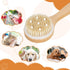 Dog Bath Brush Pet Shampoo Handle Bath Brush with Massage Points Dog Grooming/Washing/Massaging Wooden Brush Natural Bristle Dog Brush Removal Loo...