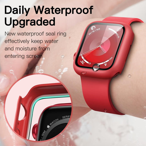 JETech Waterproof Case with Screen Protector for Apple Watch Series 9 8 7 45mm, Built-in Tempered Glass Film Hard PC Bumper Full Protective Cover,...