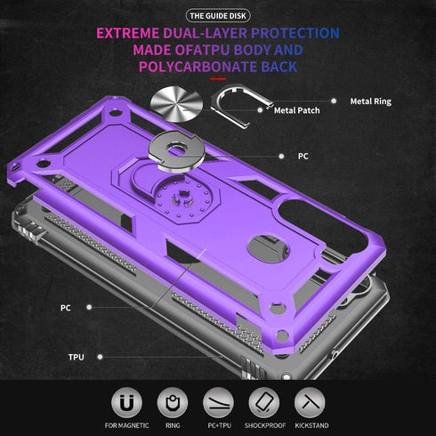 Samsung A21 Phone Case, Galaxy A21 Phone Case with Screen Protector, Military Grade Protective Cases with Ring for Samsung Galaxy A21 (Purple)...