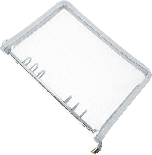 STOBOK A6 Binder Cover 6-Ring Clear Transparent PVC Notebook Folder Cover with Zipper Closure Loose Leaf Binder Protector for Meeting Travel Offic...
