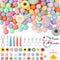 MARCHROSE 222pcs Keychain Making Kit,200pcs 12mm Silicone Beads Bulk 10pcs 20mm Flower Beads with 12pcs Accessories?Focal Beads for DIY Keychain K...