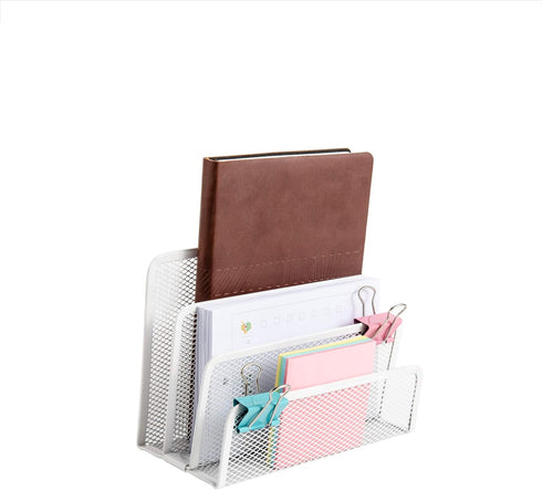VANRA Metal Letter Tray, Letter Rack with 3 Compartments, Desk Organiser, Newspaper Rack for School, Office Accessories, White...