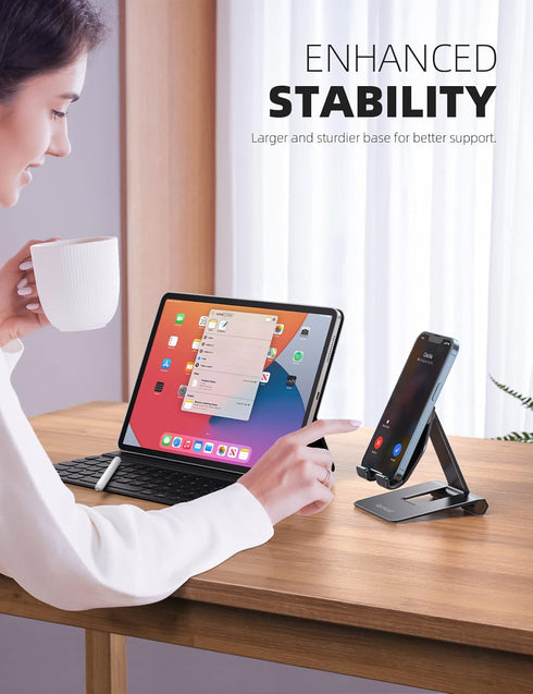Lamicall ???????? ???????????????? Super Stable Cell Phone Stand for Desk - Foldable Portable Desktop Phone Holder, Compatible for iPhone 15 14 13...