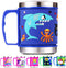 F-32 12 Oz Kids Stainless Steel Shark 3D Mug with 2 Pack Slider Closure Lids - Eco-Friendly - BPA Free Signature Collection (Shark Blue)...