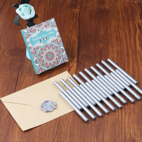 Silver Wax Seal Sticks, LONBEIIFY 40pcs Premium Glue Gun Sealing Wax Sticks for Wax Seal Stamp, Perfect for Wedding Invitations, Christmas Gift, E...