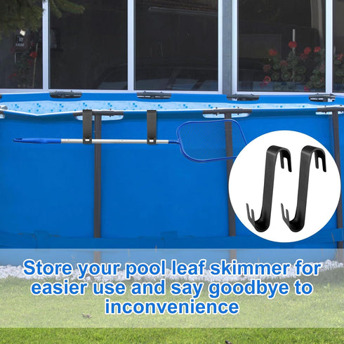 2pcs Poolside Pool Leaf Skimmer Net Holder, Pool Pole Hangers Swimming Pool Fence Hooks for Plastic Above Ground Equipment Hooks Pool Essential Ac...