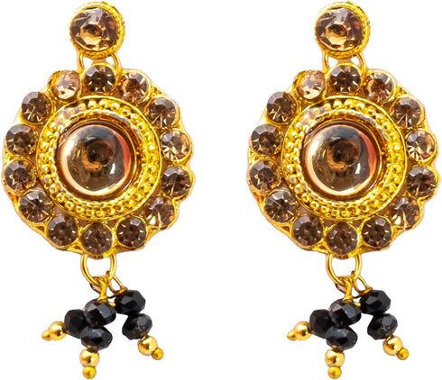 Traditional Indian Gold Plated Kundan Pearl Choker Bridal Necklace Combo with Maang Tikka and Earrings Jewellery/Jewelry Set for Women (SJN_157_PP...