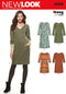 NEW LOOK U06298A Misses' Knit Dress Sewing Template...