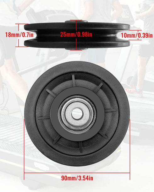 2 PCS 3.5Inch/90mm Nylon Bearing Pulley Wheel, Silent Bearing Replace for Garage Gym Equipment Pulley System, Universal Wearproof Bearing Maximum ...