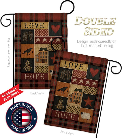 Breeze Decor Primitive Collage Love Hope Garden Flag Country Living Farm Western Barn American Rustic Cowboy Rural Ranch House Decoration Banner S...