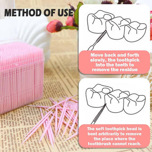 Double Head Disposable Interdental Brushes, 1060 Pcs Oral Hygiene Cleaner Stick Portable Plastic Toothpicks Oral Care Toothpicks Teeth Cleaning To...