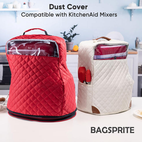 BAGSPRITE Stand Mixer Cover with Appliance Sliders Compatible with KitchenAid Mixer 6/7/8 Quart with Pockets for Kitchen Aid Accessories and Attac...