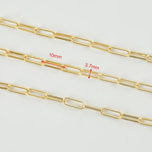 YOUBEIYEE 16.4 Feet 18K Gold Plated Brass Chain Roll Flat Paperclip Chain for Jewelry Making Handmade Women Necklace Bracelet DIY Jewelry Findings...
