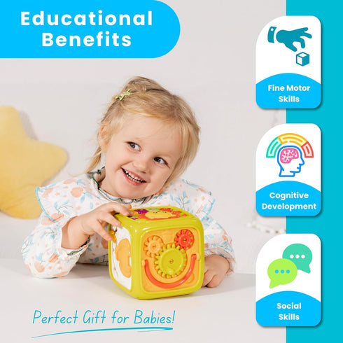 PlenPLAY 6-in-1 Activity Cube for Babies and Toddlers – Baby Toys 12-18 Months – Activity Cube for 1 Year Old – Perfect Car Seat Travel Toys for T...