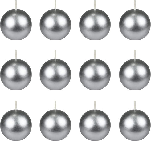 Zest Candle 12-Piece Ball Candles, 2-Inch, Metallic Silver...