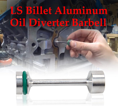 3mirrors Billet Aluminum Oil Diverter Barbell & Oil Tube Hold Down& Front Gallery Plug Compatible with GM LS Engines w/Viton O Ring for Sealing...