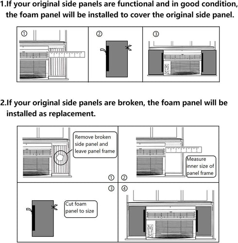 LBG Products Window Air Conditioner Foam Insulation Panels, AC Side Insulating Panel Kit, 2 Pack,White Beige, 17in High x 9in Wide x 7/8in Thick...