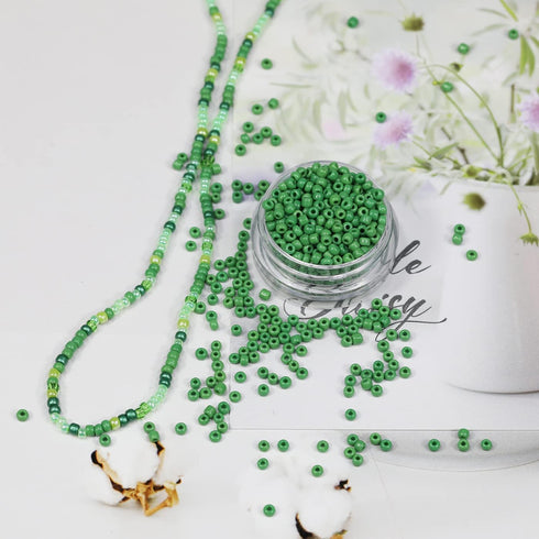 Bala&Fillic 12/0 Glass Seed Beads About 10000pcs in Box Size 2mm Opaque Green Seed Beads for Jewelry Making (Green)...