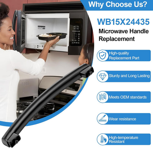 Upgraded WB15X24435 Microwave Door Handle Compatible with General Electric GE Microwave Handle Replacement, Black GE Microwave Door Handle JVM1540...