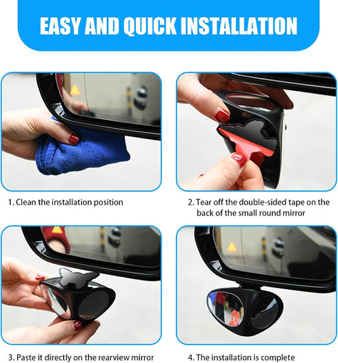 2 PCS Car Blind Spot Mirror, Double-side Rearview Mirror Visible Front Wheel Blind Spot Double Curvature Mirror Double-sided Mirror, Clear Vision ...