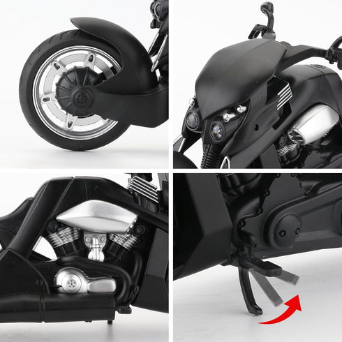 BDTCTK 1:12 Compatible for Travertson V-rex Motorcycle Toy Car, Model Car, Collection and Decoration Gift Toy for Adults and Kids Boy Girl (Black)...