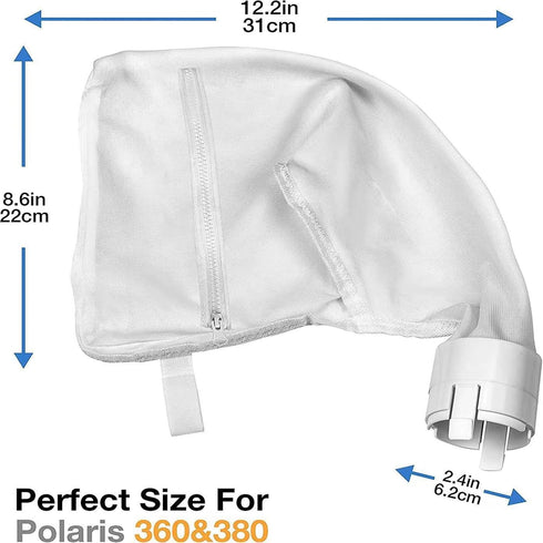 2-Pack Zipper Filter Bag Suitable for Polaris 360 and 380 Pool Cleaning Agents - Universal Filter Bag for Polaris Replacement Parts...