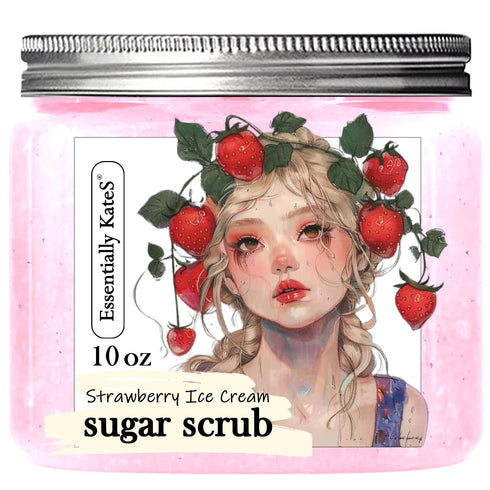 Strawberry Ice Cream Sugar Scrub 10 oz - Pack of 1, Natural Strawberry Formula - Deliciously Fragrant, Refreshing, and Skin-Polishing Care - The B...