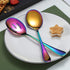 Kyraton Rainbow Serving Set - 4 Piece Titanium Plated Utensils, Includes 2 Spoons and 2 Slotted Spoons...