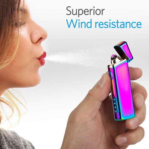 Electric Arc Windproof Plasma Lighter - USB Rechargeable, Upgraded Battery Indicator - Multichrome...