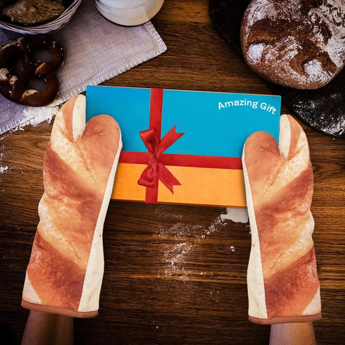 Funny Oven Mitts, Baguettes and Burritos Cotton Oven Golves, Unique Gifts for Men Women, Birthday, Anniversary...