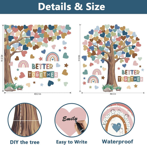Adduster 108 Sheet Tree Bulletin Board Set - Classroom Tree Bulletin Board Set Heart Cutouts Classroom Bulletin Tree Wall Decor Supplies for Schoo...
