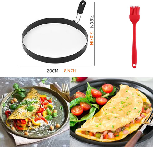 8" Omelet Ring for Griddle,2 Packs Non-stick Stainless Steel Omelette Ring Pancake Rings Crepes Rings Griddle Omelet Ring Egg Ring Crumpet Ring Om...