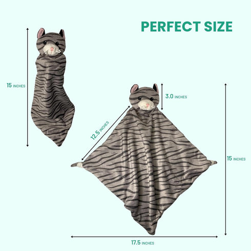 Security Blanket - 18" Tall Soft Fleece Blanky for Boys & Girls - Soothing Baby Blanket With Plush Stuffed Animal Kitty Cat...