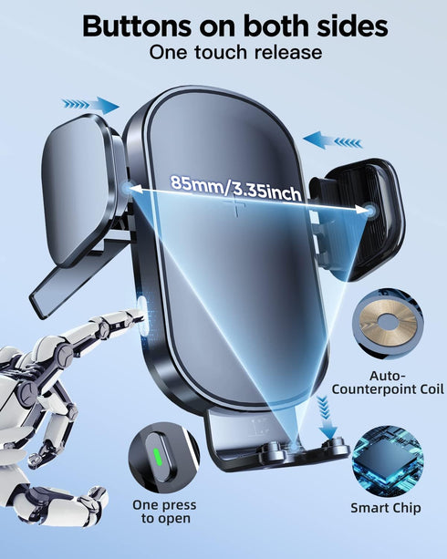 Wireless Car Charger, Lekente 15W Qi Fast Charging Car Phone Mount | Auto-Clamping Air Vent Car Cell Phone Holder for iPhone 15/14 /13/12 /11 /X/X...