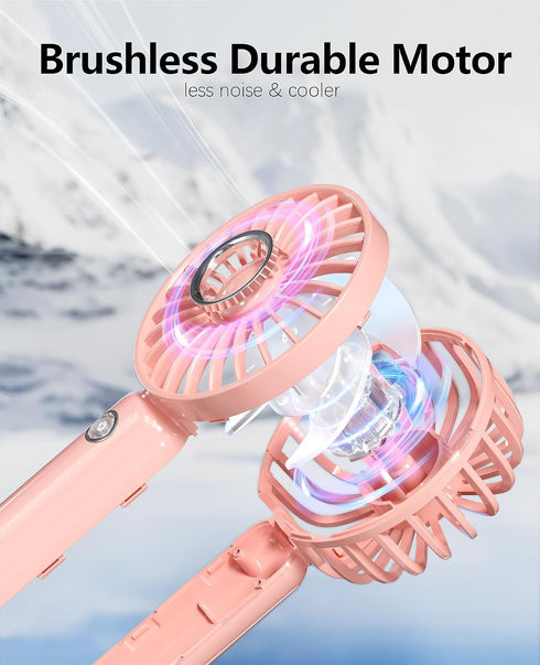 Portable Mini Fan, HandHeld Small Personal Battery Operated Fan Quiet usb Rechargeable 3 Speed makeup Lash Fan for Outside Travel Patios Indoor Sh...