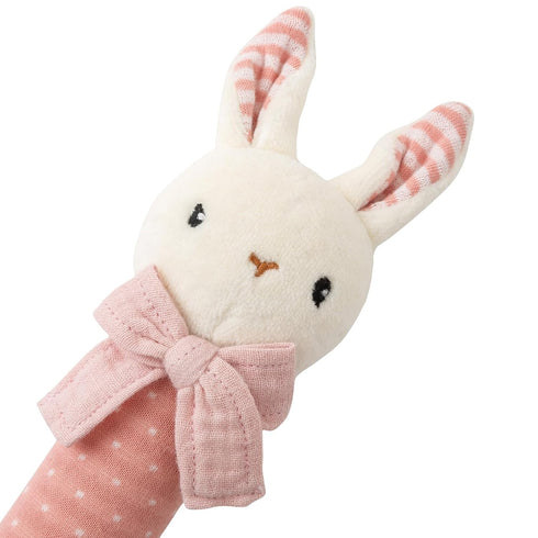 Organic Cotton Stuffed Animal Rattle Baby Toys, Hand Grip Rattle Squeaker Sticks Toys, Bunny Cuddle Cloth and Ring Rattle Plush Toy Set for Newbor...