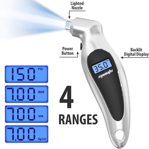 EPAuto Slim Digital Tire Pressure Gauge,Sliver, Set of 2, Silver...