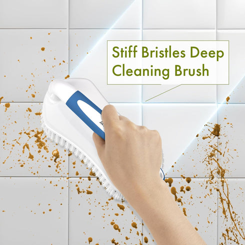 Amazer Scrub Brush for Cleaning Comfort Grip Shower Scrubber Flexible Stiff Bristles with Handle Heavy Duty Cleaner Brush for Tub Sink Carpet Floo...