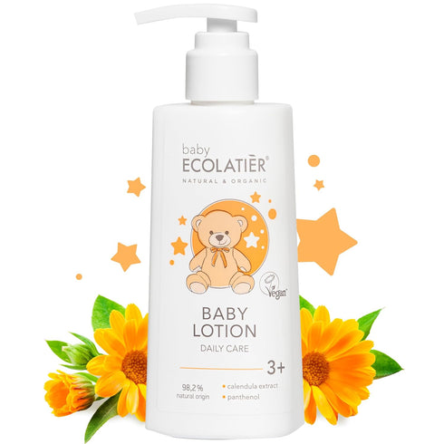 Baby Lotion - 98.2% natural ingredients - for Daily Care, Suitable for 3+, 150ml - Calendula Extract & Panthenol, Vegan baby lotion for newborn - ...
