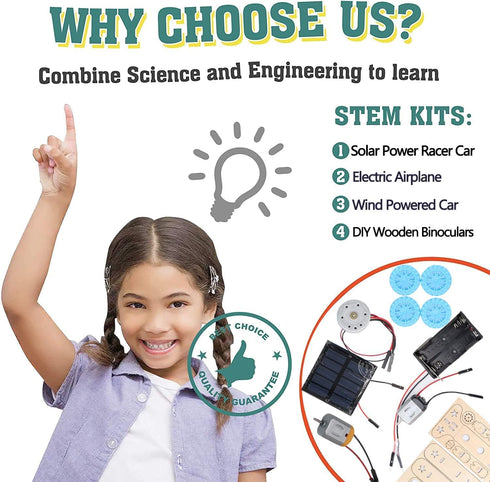 Science Kits for Kids 8-12-14 - Stem Kits for Kids Age 8-10 - DIY Kits Puzzles for Kids, Solar Power & Electric Engineering Kit - Perfect STEM Toy...